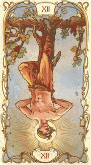 The Hanged Man. Tarot by Alphonse Mucha
