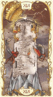 The Tower. Tarot by Alphonse Mucha