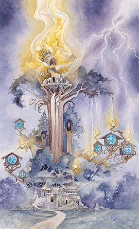 The Tower. Mirage Valley Tarot by Barbara Moore