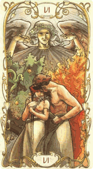 The Lovers. Tarot by Alphonse Mucha 