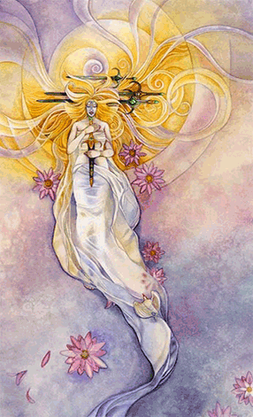 Four of Swords. Mirage Valley Tarot by Barbara Moore