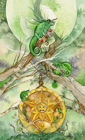 Ace of Pentacles. Mirage Valley Tarot by Barbara Moore