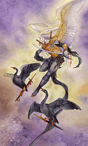 Five of Swords. Mirage Valley Tarot by Barbara Moore