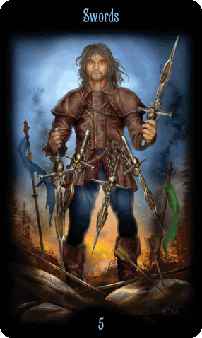 Five of Swords. Legacy of the Divine Tarot by Ciro Marchetti