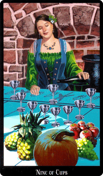 Nine of Cups. Witchcraft Tarot by Ellen Dugan