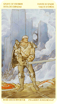 Page of Swords. Tarot of the Holy Grail by Lorenzo Tesio, Stefano Palumbo