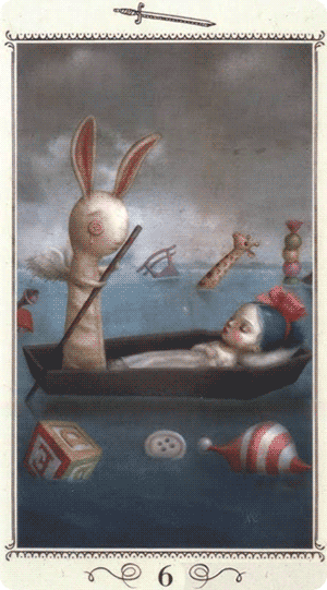 Six of Swords. Tarot by Nicoletta Ceccoli