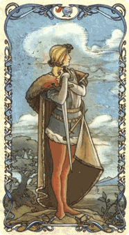 Page of Swords. Tarot by Alphonse Mucha