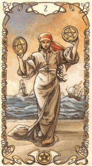 Two of Pentacles. Tarot by Alphonse Mucha