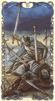 Ten of Swords. Tarot by Alphonse Mucha