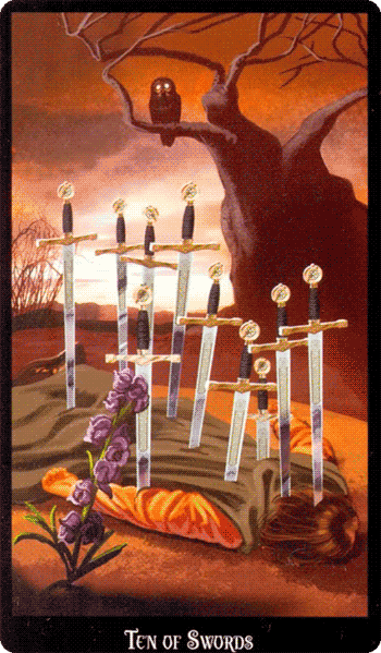 Ten of Swords. Witchcraft Tarot by Ellen Dugan