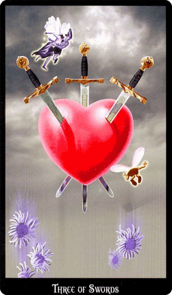 Three of Swords. Witchcraft Tarot by Ellen Dugan