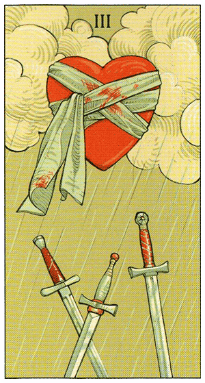Three of Swords. Tarot of Consequences by Corrine Kenner, Pietro Alligo