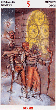 Five of Pentacles. Celtic Tarot