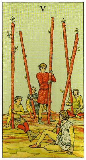Five of Wands. Tarot of Consequences by Corrine Kenner, Pietro Alligo