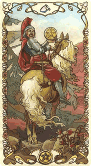 Knight of Pentacles. Tarot by Alphonse Mucha