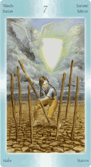 Seven of Wands. Guardian Angels Tarot 