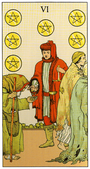 Six of Pentacles. Tarot of Consequences by Corrine Kenner, Pietro Alligo