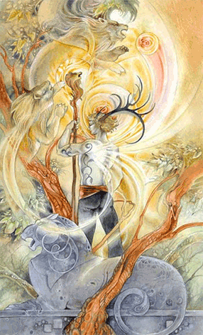 King of Wands. Mirage Valley Tarot by Barbara Moore