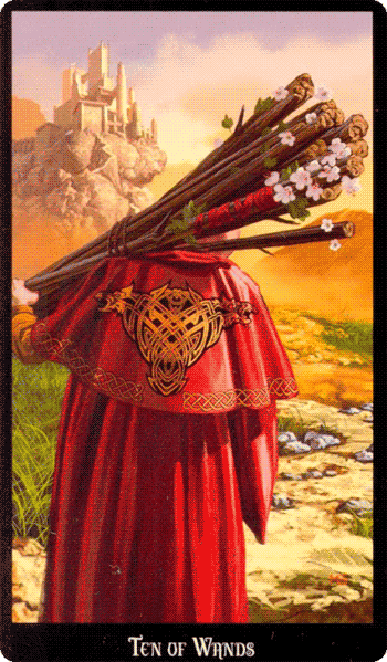 Ten of Wands. Witchcraft Tarot by Ellen Dugan