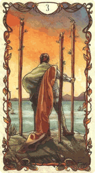 Three of Wands. Tarot by Alphonse Mucha